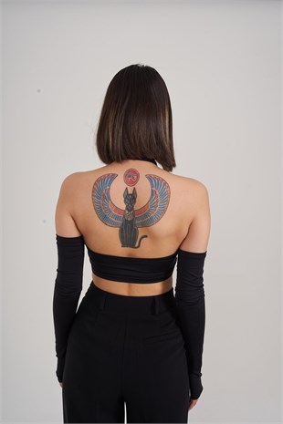 Crop Model Kol Detaylı Pretty Bluz Siyah
