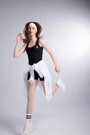 Fitilli Kumaş Şortlu Zoe Tulum Siyah