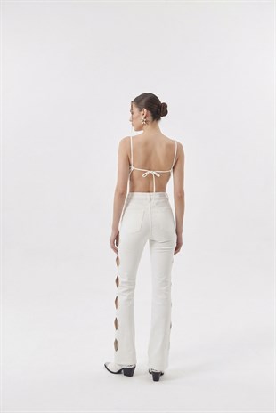 Cutout Jean Trousers White