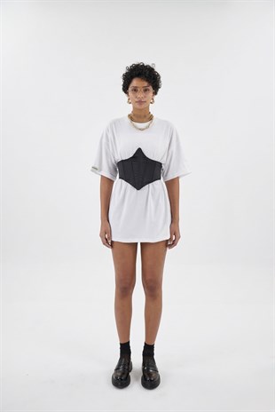 Arkası Gipeli Satin Korse Siyah