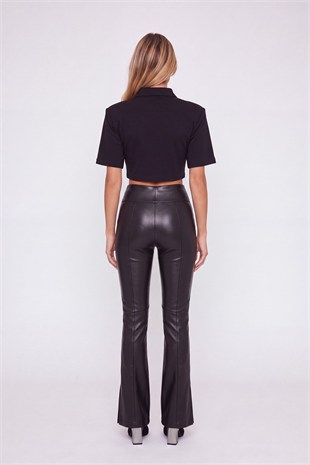 Neeko Leather Trousers Black