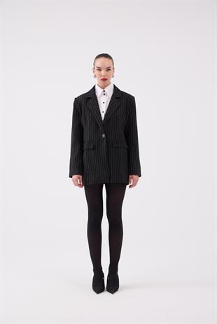 Strip Blazer Jacket Black