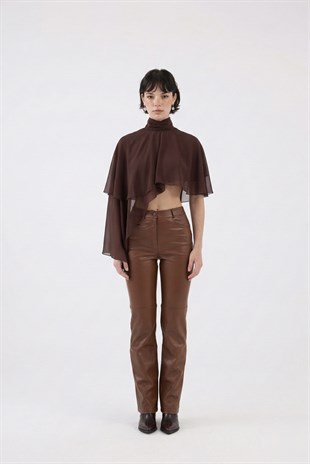 Dolores Leather Trousers Brown