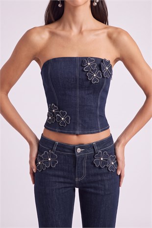 Clover Jean Bustier Navy Blue