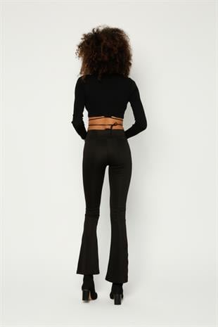 İspanyol Paça Queza Pantolon Siyah