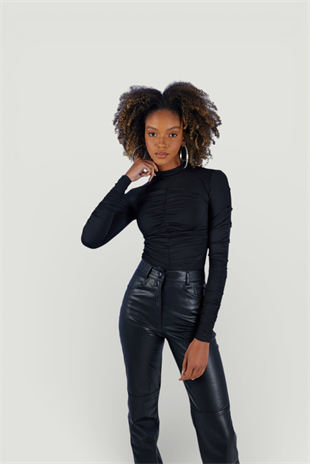 Draped Blouse Black