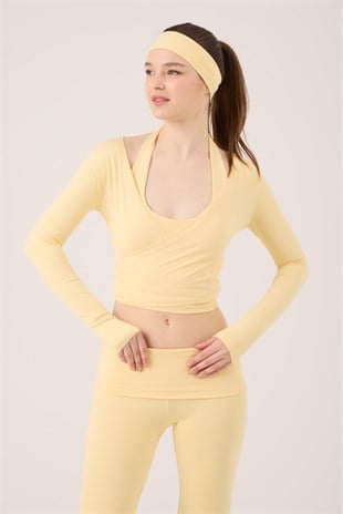 Bağlamalı Crop Kesim Ellen Bolero Sarı