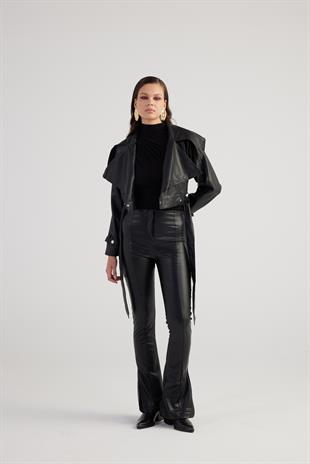 Neeko Leather Trousers Black