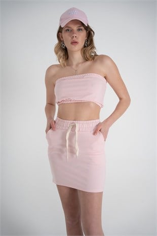 Straplez Crop Toa Büstiyer Pembe