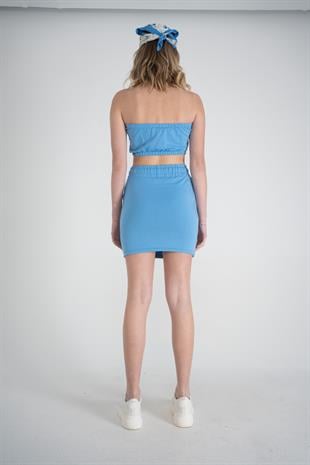 Straplez Crop Toa Büstiyer Mavi