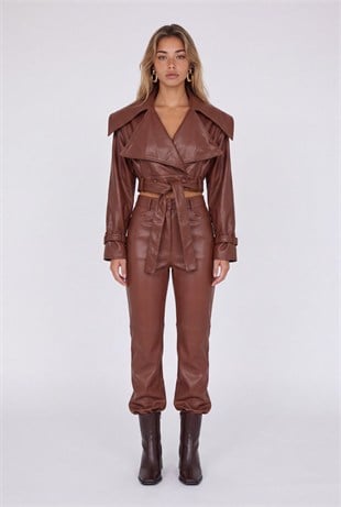 Dolores Leather Trousers Brown