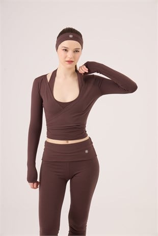 Bağlamalı Crop Kesim Ellen Bolero Kahve