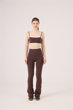 High Waist Flare Fabiola Leggings Pants Brown