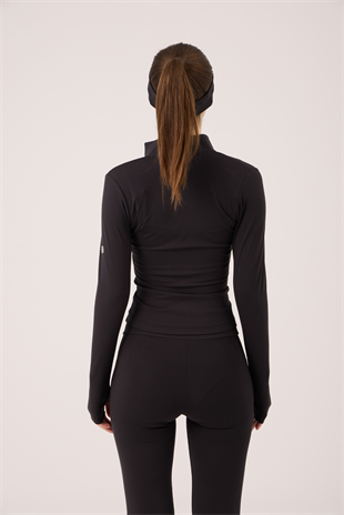 Parmak Detaylı Fermuarlı Fabiola Ceket Siyah