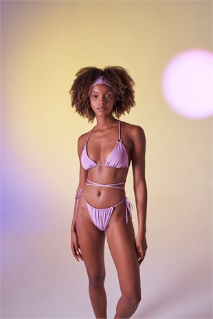 Üçgen Bağcıklı Ayarlanabilir Delphi Bikini Üstü Pembe