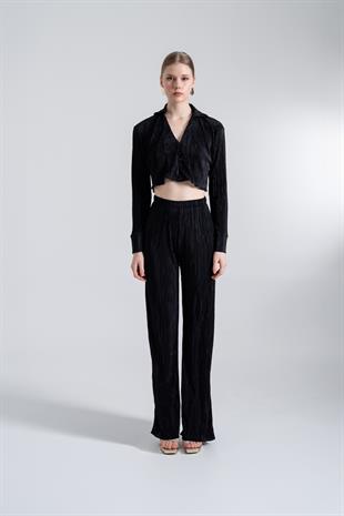 Beli Lastikli Esnek Comfy Pantolon Siyah