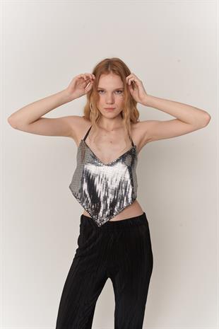 Glammy Triangle Crop Grey