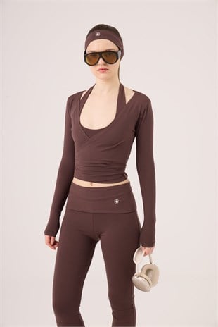 Bağlamalı Crop Kesim Ellen Bolero Kahve
