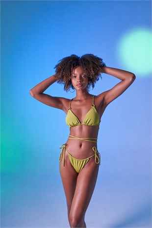 Bağcıklı U Kesim Brezilya Model Slim Delphi Bikini Altı Yeşil