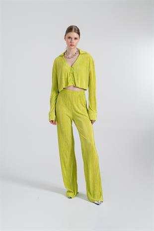 Beli Lastikli Esnek Comfy Pantolon Yeşil