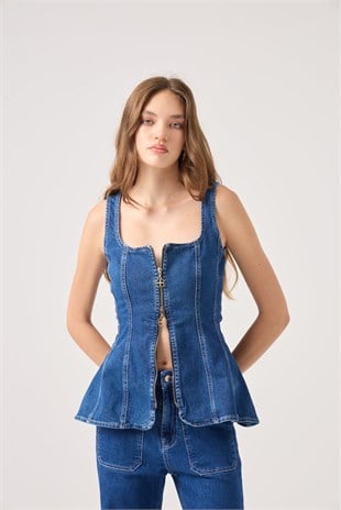 Belden Oturmalı Tiara Jean Büstiyer Mavi