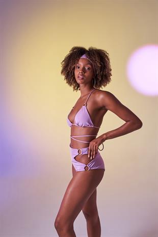 Üçgen Bağcıklı Ayarlanabilir Delphi Bikini Üstü Pembe