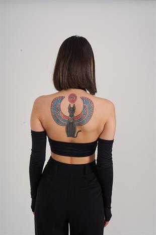 Crop Model Kol Detaylı Pretty Bluz Siyah