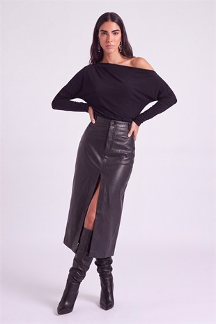 Hera Leather Skirt Black