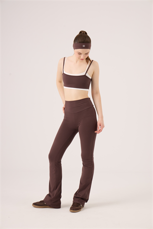 High Waist Flare Fabiola Leggings Pants Brown