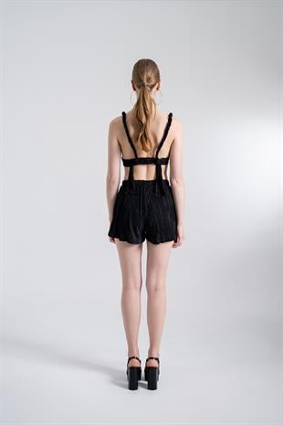 Beli Lastikli Mini Comfy Şort Siyah