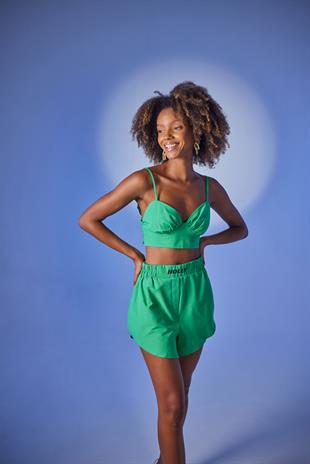 Crop model lastikli Leti Büstiyer Yeşil