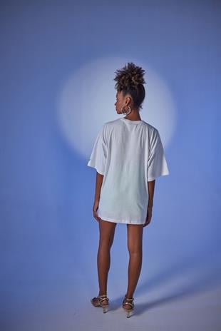 Oversize Baskılı Stalker T-Shirt Beyaz