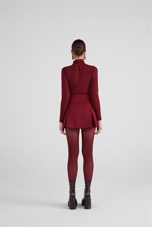 Drape Detaylı Balıkçı Yaka Fables Bluz Bordo