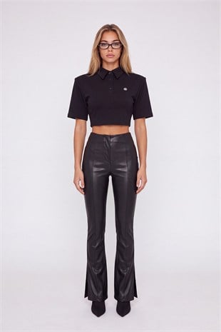 Neeko Leather Trousers Black