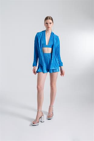 Oversize Düğme Kapamalı Comfy Oversize Gömlek Mavi