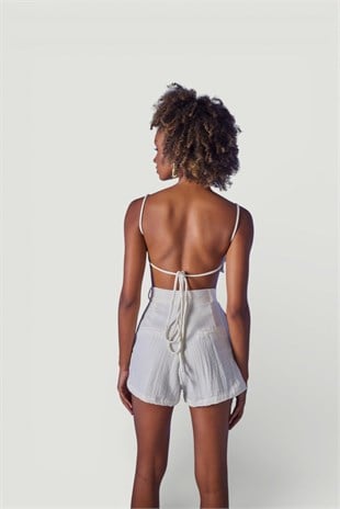 Crop Model Bağlamalı Playa Büstiyer Beyaz