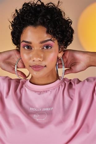 Bisiklet Yaka Holly Crop Tshirt Pembe