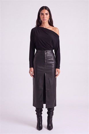 Hera Leather Skirt Black