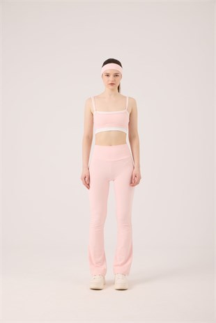 Yüksek Bel Flare Fabiola Tayt Pantolon Pembe