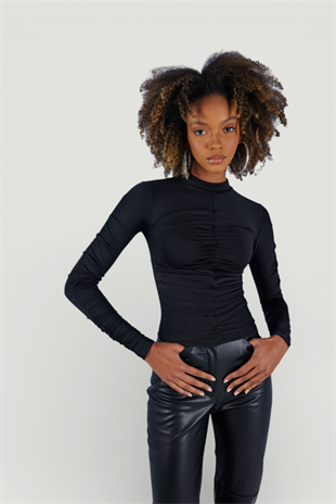 Draped Blouse Black