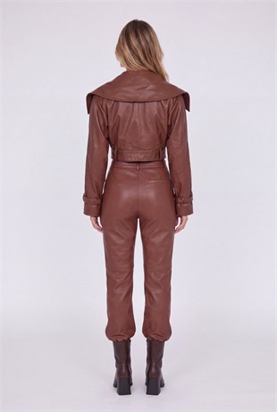 Dolores Leather Trousers Brown