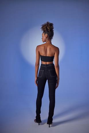 Split Jean Trousers Black