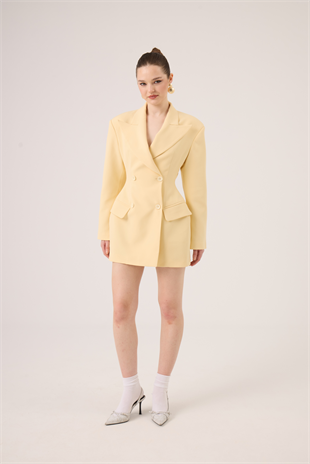 Belden Oturmalı Galina Blazer Ceket Sarı