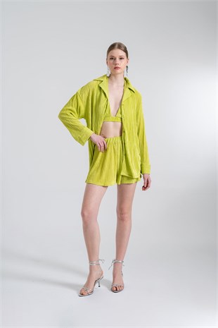 Oversize Düğme Kapamalı Comfy Oversize Gömlek Yeşil