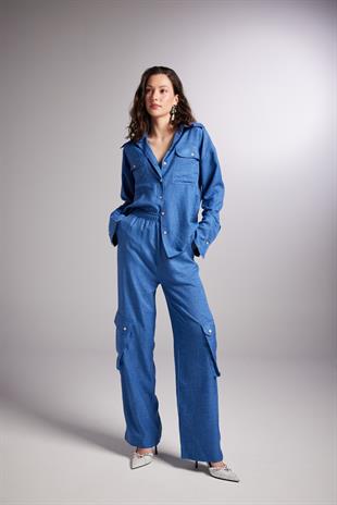 Oversize Kesim Julia Gömlek Mavi