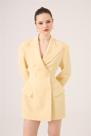 Belden Oturmalı Galina Blazer Ceket Sarı
