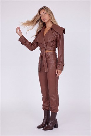 Dolores Leather Trousers Brown