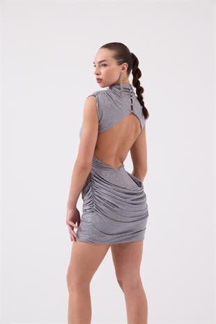 Backless Glittery Mini Judy Dress Gray
