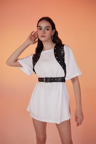  Pamuklu Unisex Oversize Lure Tshirt Beyaz