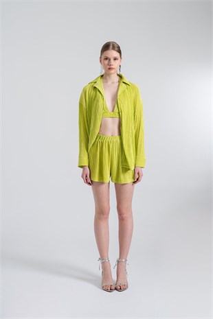 Oversize Düğme Kapamalı Comfy Oversize Gömlek Yeşil